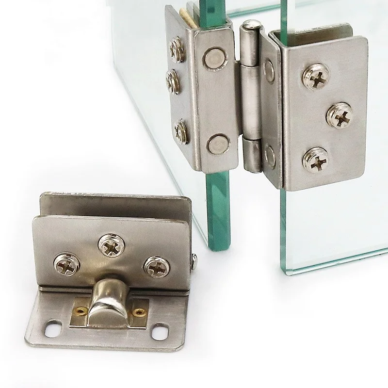 No Drilling Glass Door Hinges Stainless Steel Single Side Bilateral