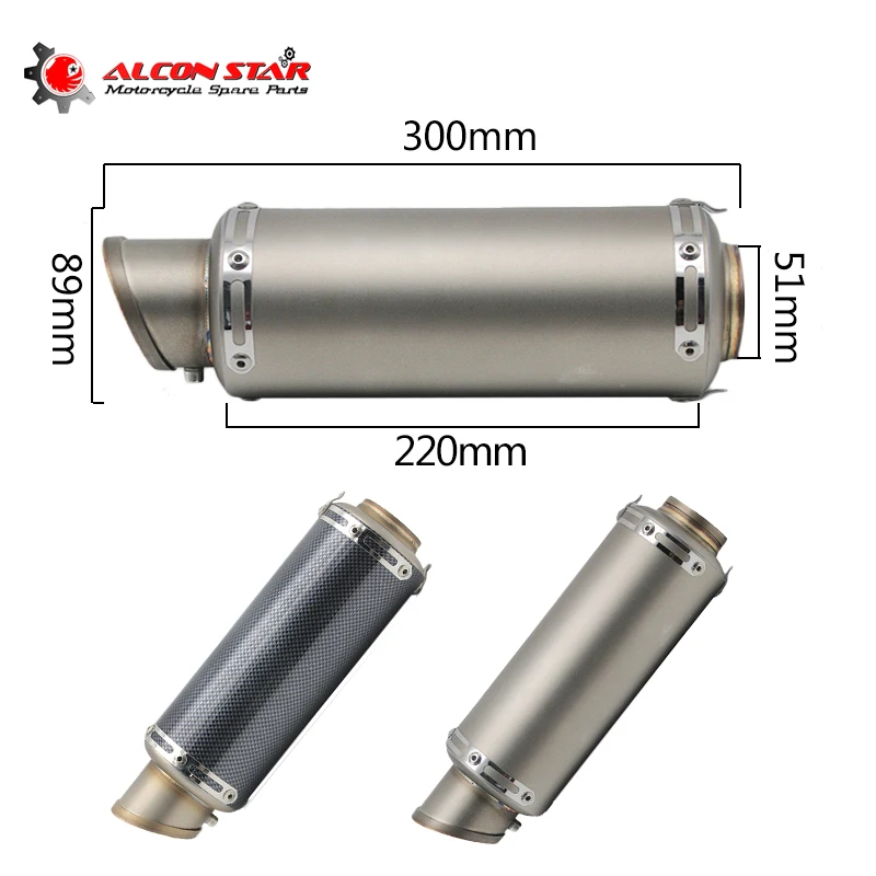 

Alconstar- 51mm Universal Motorcycle Exhaust Akrapovic Dirt Pit Bike Exhaust Escape Modified GY6 Scooter Yoshimura Muffler Race