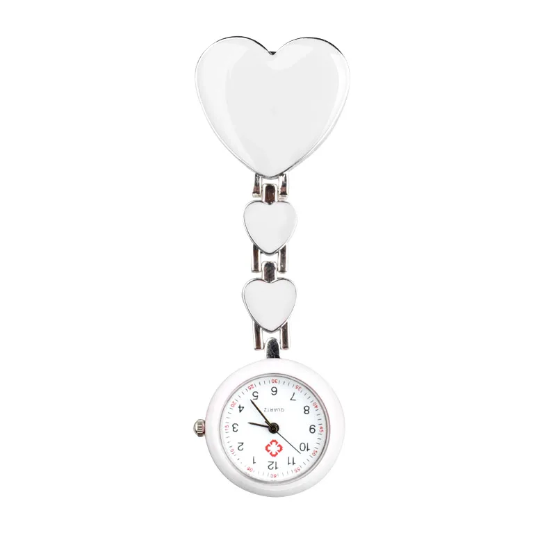 Shellhard Women Chic Heart Shape Cute Watch 7 Colors Pendant Clip-On Brooch Fob Pocket Analog Alloy Quartz Nurse Watches