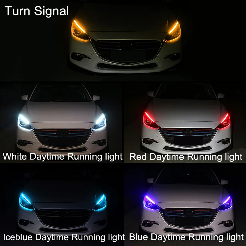 OKEEN 2 шт. тонкий гибкий DRL вождь-рыцарь полосы света для фар последовательного потока янтарные поворотные сигнальные огни