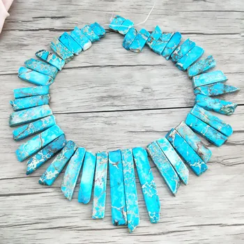 

3 Strands Natural Blue Imperial stone Pendant ,Slab Nugget Drilled Loose Beads Findings DIY Jewelry necklace making PD933