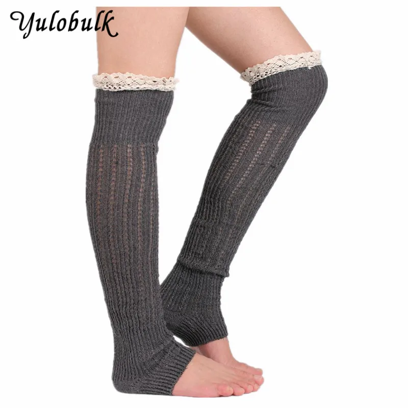 New Spring Thin Foot Feet Lace Line Leg Warmer Cotton Knitted Knee