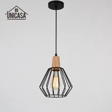 Accesorios de iluminación Industrial de hierro forjado, lámpara LED de Isla de cocina de madera Vintage, lámpara de techo colgante Luces colgantes modernas Retro