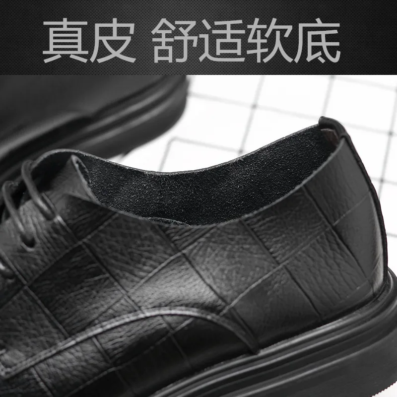 Pour Autumm Cuir Loisirs Mode Chaussures Totem Hommes Lacets Bas jaune Pointu Bout De À Noir Habillées Véritable Couture Homme Solide Fretwork Oxford wUqqBpTx