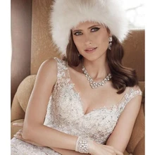 Элегантные Свадебные Шапки для невест женские белые шляпы из искусственного меха Свадебная вечеринка аксессуары зимняя женская шапка