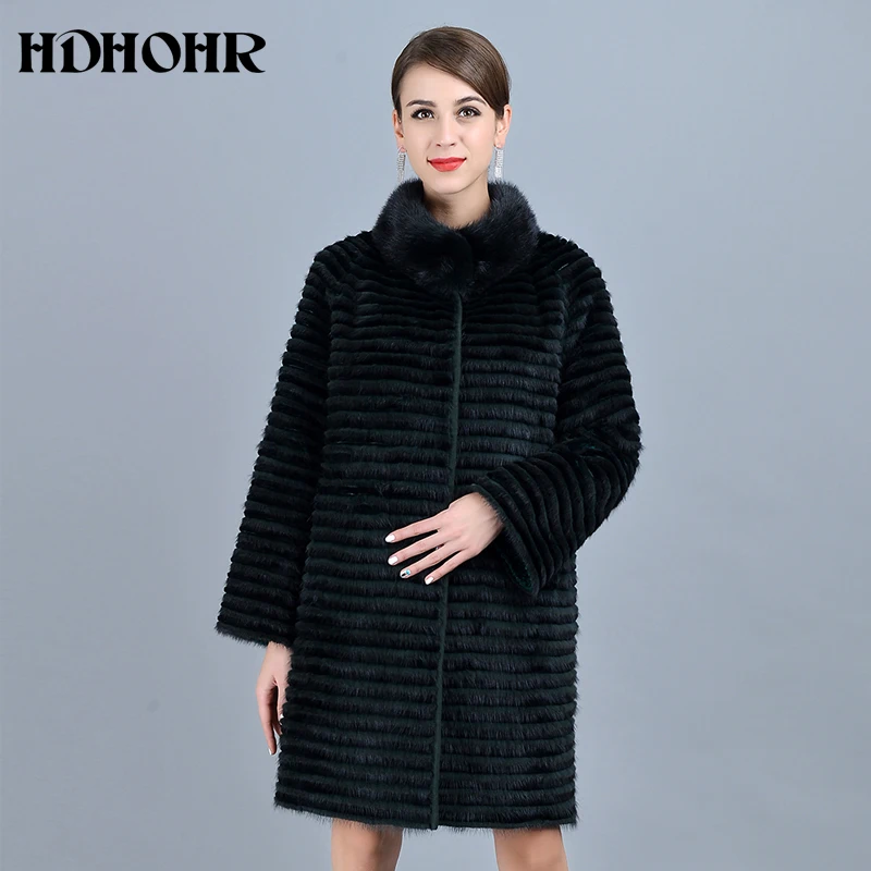 HDHOHR 2020 Высококачественная вязаная норковая шуба модная Натуральная куртка