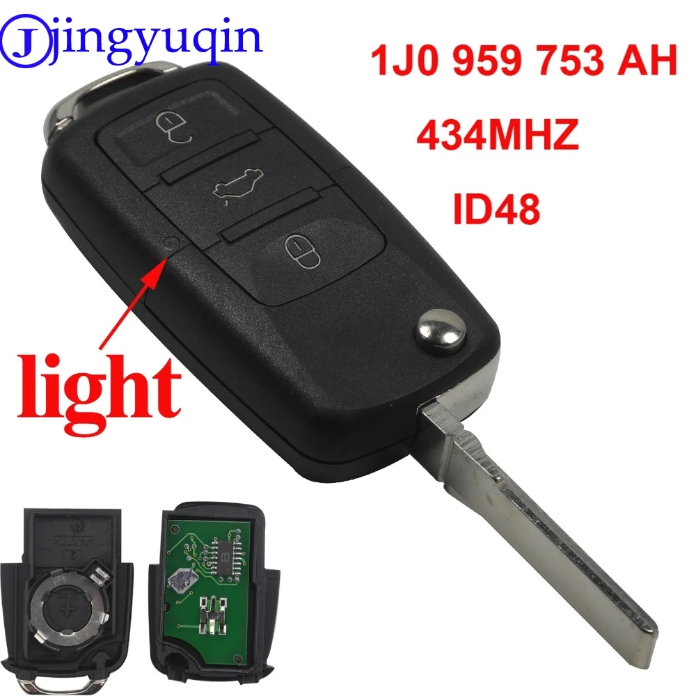 

jingyuqin 20ps ASK With 434mhz 3B Car Key Case Cover For Volkswagen VW Golf Passat Polo Jetta Touran Bora Sharan With Logo
