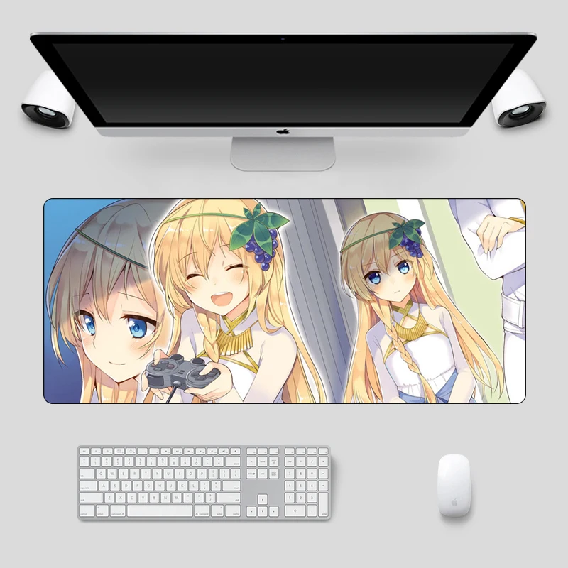  Large 70x30cm Japan Anime Konosuba Mouse Pad Laptop Desk Mouse Mat Locking Edge Rubber Computer Spe