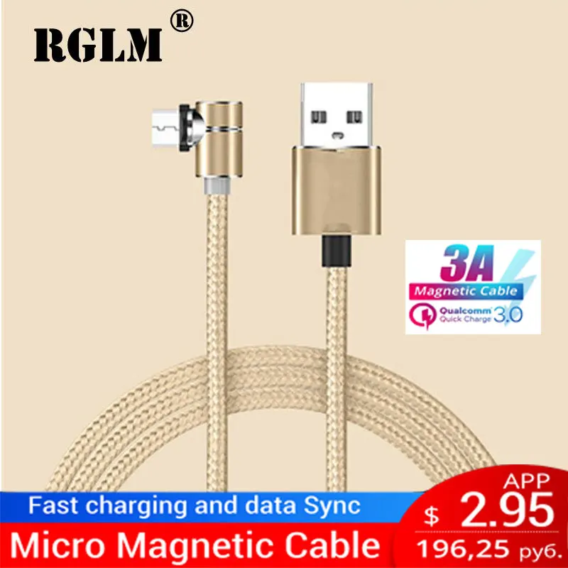 

RGLM Magnetic Charge Cable Micro USB Type C 8 Pin Cable to USB Cord For Mobile Phone 90 Degree Magnet Charger For iPhone X 8 7