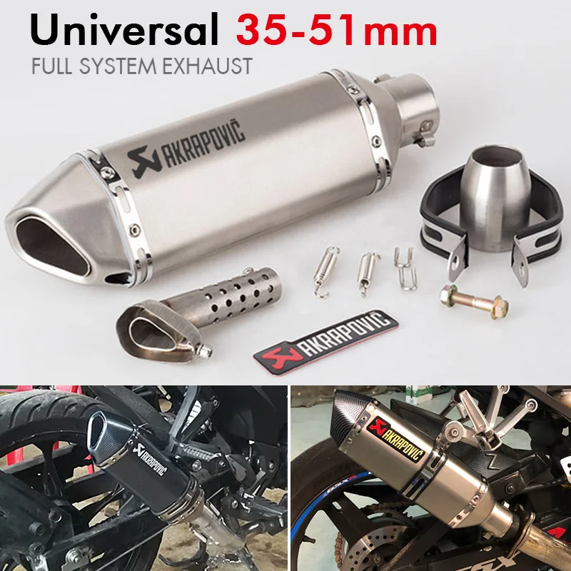 

Universal 51MM Motorcycle Akrapovic Exhaust Motocross Muffler With DB killer For R6 CBR650 CB600 MT07 ER6N TMAX530 z800 gsxr1000