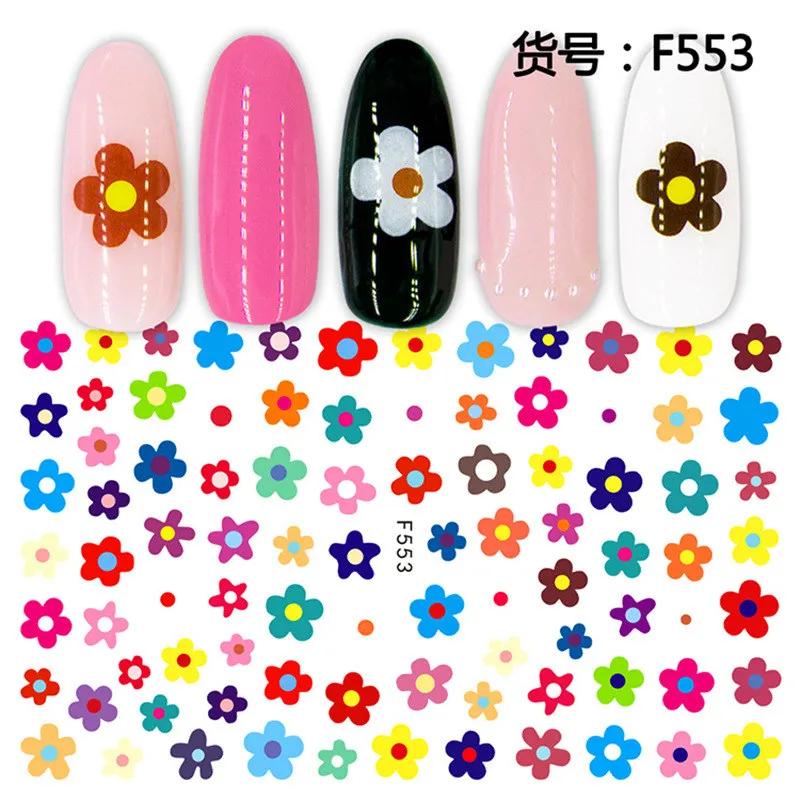 Супер тонкие самоклеящиеся милые животные цветы фрукты русская буква 3d переводные наклейки для ногтей маникюр Дизайн ногтей украшения аксессуары - Цвет: F553