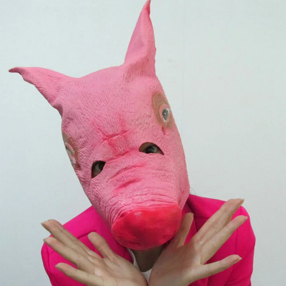 1 Pcs Pink Pesta Unisex Lucu Hewan Babi Kepala Masker Lateks