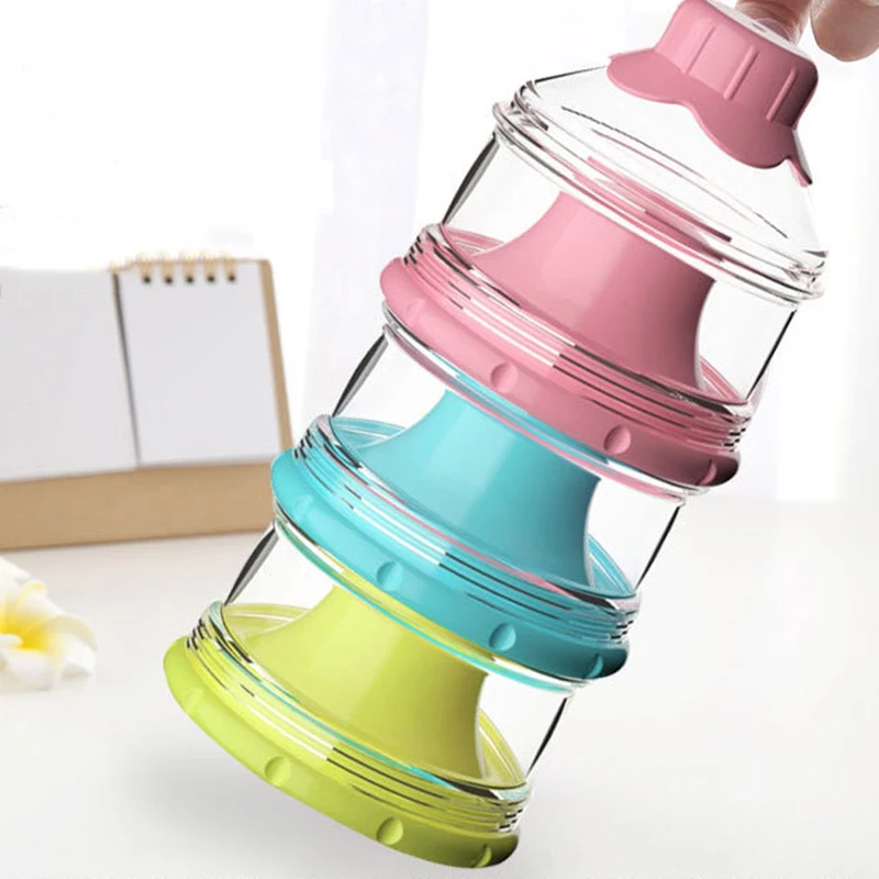 

Baby Independent Three-layer Milk Powder Can Rotating Cover Stackable Food Storage Box Snack Sealed Portable Milk Powder Box Toy