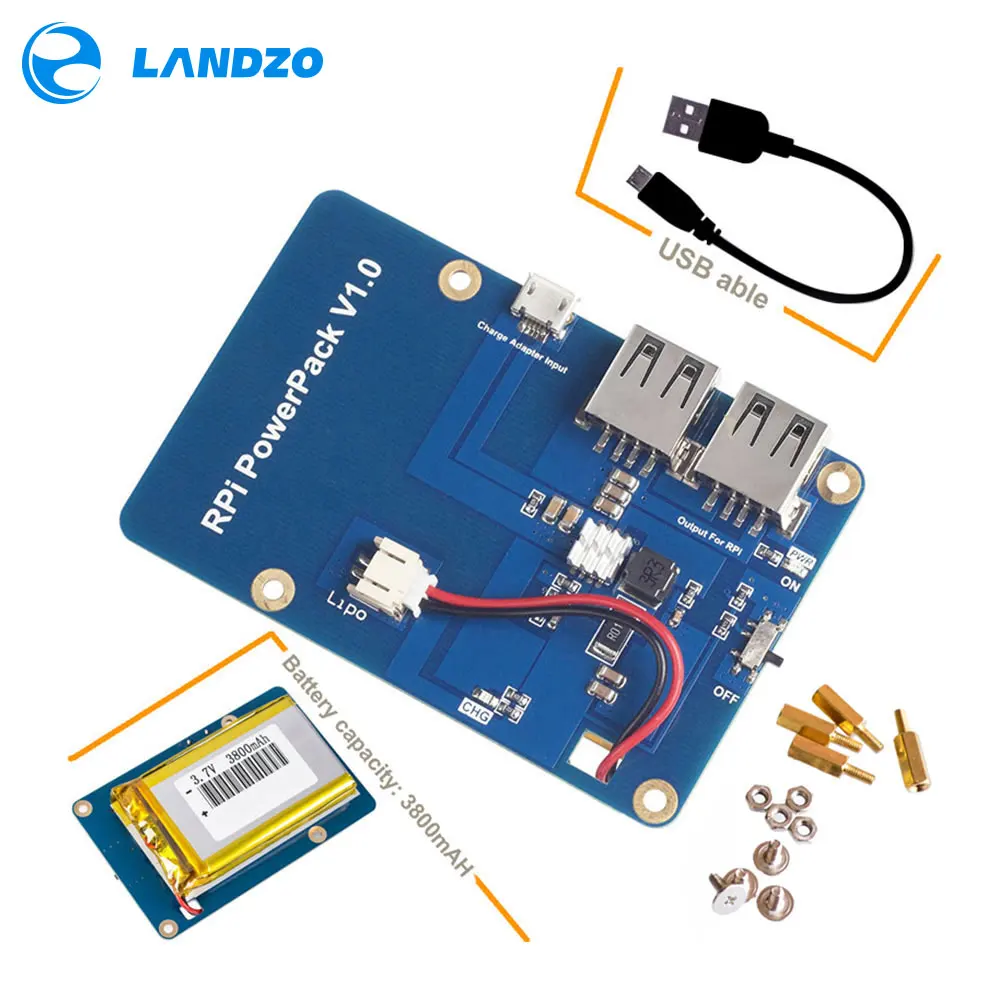 Плата расширения литиевой батареи блок питания с переключателем для Raspberry Pi 3,2 Модель B, 1 Модель B+ Banana Pi