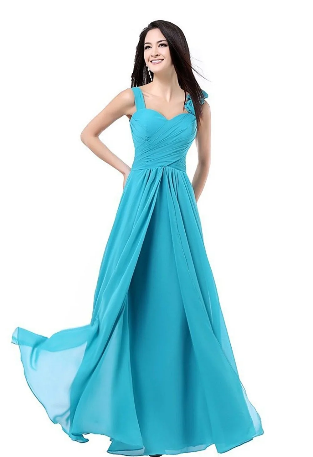 

Women' A Line Floor Length Chiffon Prom Dresses Formal Party Long Bridesmaid Dresses Turquoise Burgundy Pink Blue Purple Red