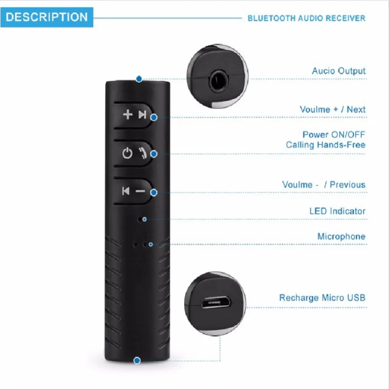 Автомобильный Bluetooth AUX 3 5 мм разъем приемник громкая связь адаптер автомобильный