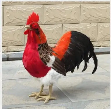

WYZHY A 40cm high cock year simulation cock with 1:1 real feather can be made to sound and crow as a decoration 39CMx18CMx40CM