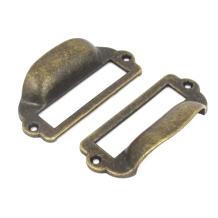 Vintage Drawer Label Pull Handle Label Frame Card Holder Conch