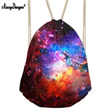 Бесшумный дизайн 3D Galaxy Drawstring сумка для школьниц Женский мягкий рюкзак Маленькие Мужские космические звезды принты Mochila Feminina сумки