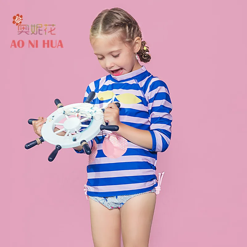 AONIHUA/купальный костюм из двух предметов для девочек, новинка 2018 года, Cherry для плавания, детский купальный костюм с длинными рукавами