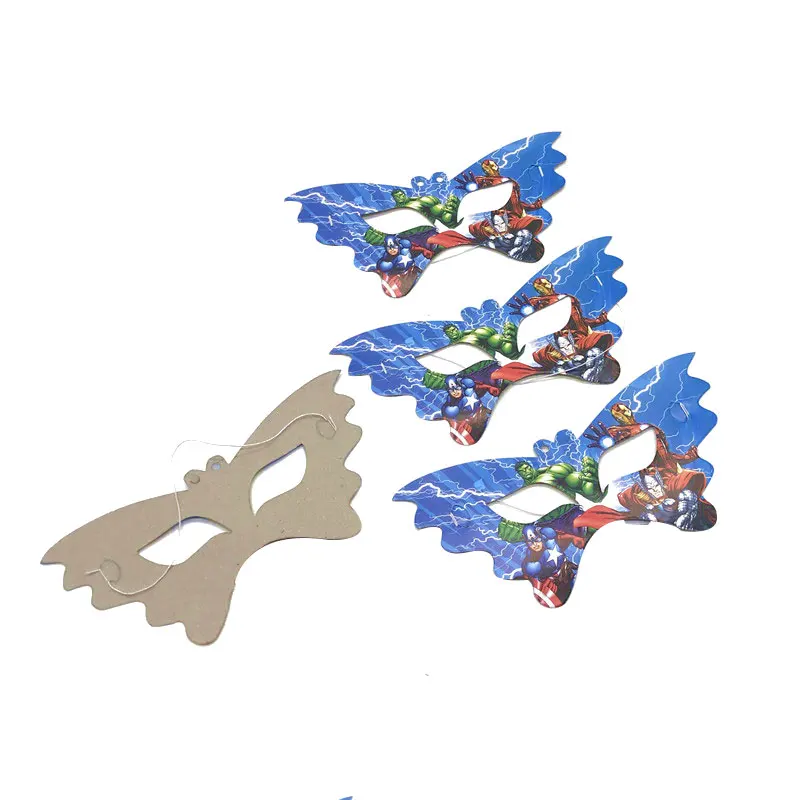 Для 10 человек ребенок мальчик Взрослый день рождения принадлежности Мстители вечерние украшения наборы бумага Гирлянда чашки, ребенок, душ принадлежности - Цвет: Masks-10Pcs