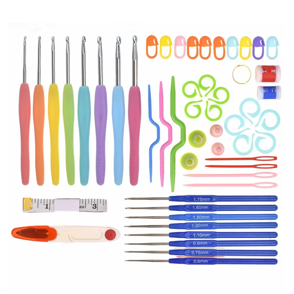 

Sewing Tool Set Crochet Hooks Needles Stitches Knitting Craft Handmade Wool Crochet Set Metal Aluminum Yarn Needle