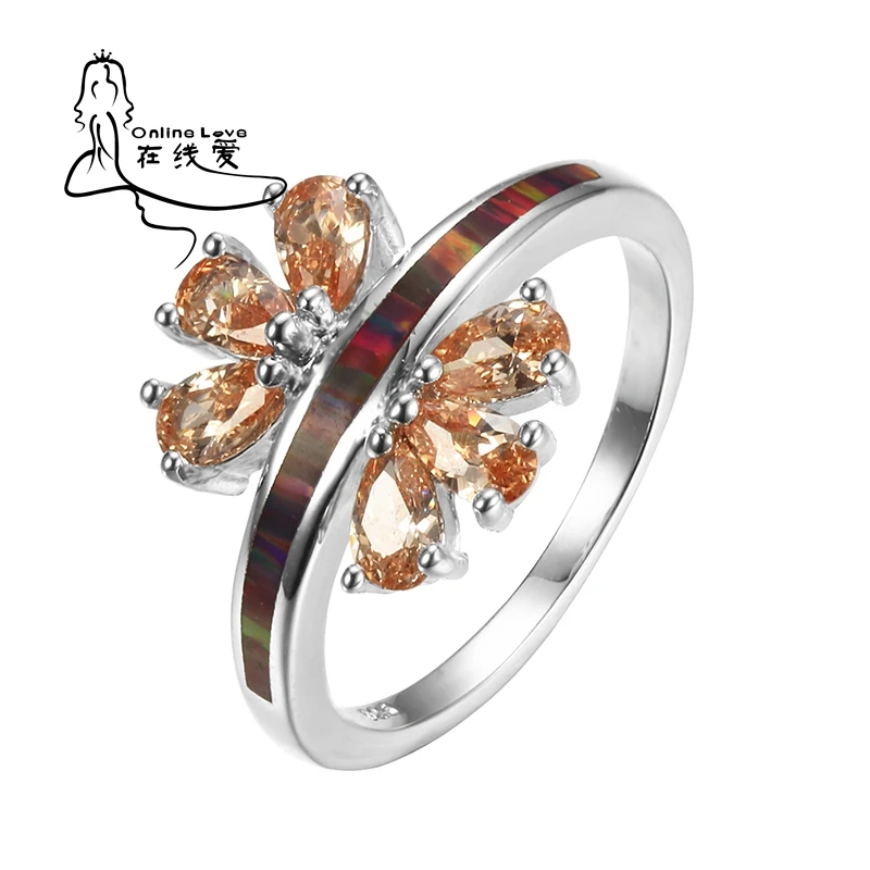 Aliexpress Buy Flower Fire Opal Orange Ring R240 From Reliable Aliexpress Buy Flower Fire Opal Orange Ring R240 From Reliable