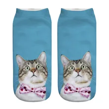 Популярные забавные унисекс короткие носки 3D Кот короткие носки с принтом носки повседневные носки Z319