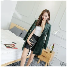 Весна и осень тонкий золотой бархат маленький пиджак Женский блейзер для досуга/бархат Металлическая пуговица длинный костюм Блейзер