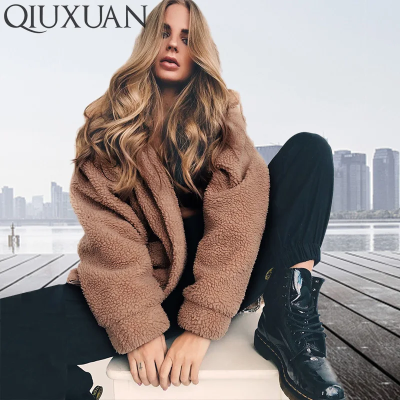 

QIUXUAN Faux Fur Coat Streetwear Style Casual Jacket Female Fashion Autumn and Winter Jackets Women Fur Push Loose Coats