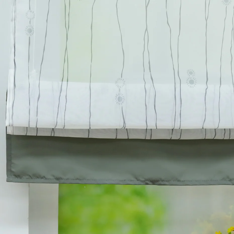 Римская занавеска в европейском стиле с полосатым принтом, прозрачная оконная занавеска для кухни, гостиной, занавеска из вуали