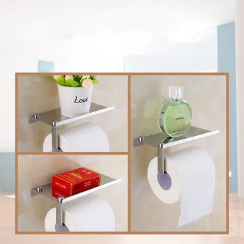 

1PC Stainless Steel Toilet Paper Holder Shelf Wall Mounted Toilet Tissue Box Mobile Phone Roll Holder Bathroom Accessory NG 010