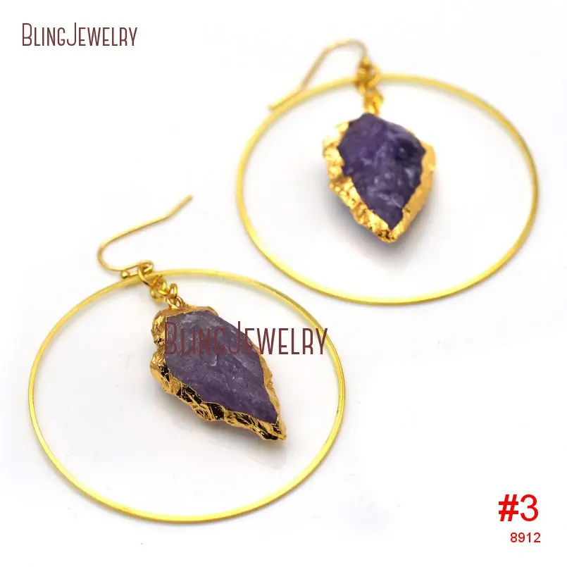 20180424-ER8914-Pure Gold Color Arrowhead Hoop Earrings Crystal Hoop Earrings_3