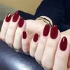 24pcs/Set Gorgeous Wine Red False Nails With Glue Middle Long Round Head Full Nail Tips Finished Fake Nail artificial nails ► Photo 2/6