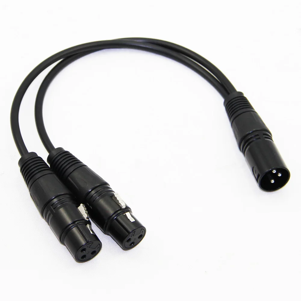 30cm-XLR-Male-to-Dual-Female-Splitter-Cable-Converter-3Pin-For-Microphone-Mixer