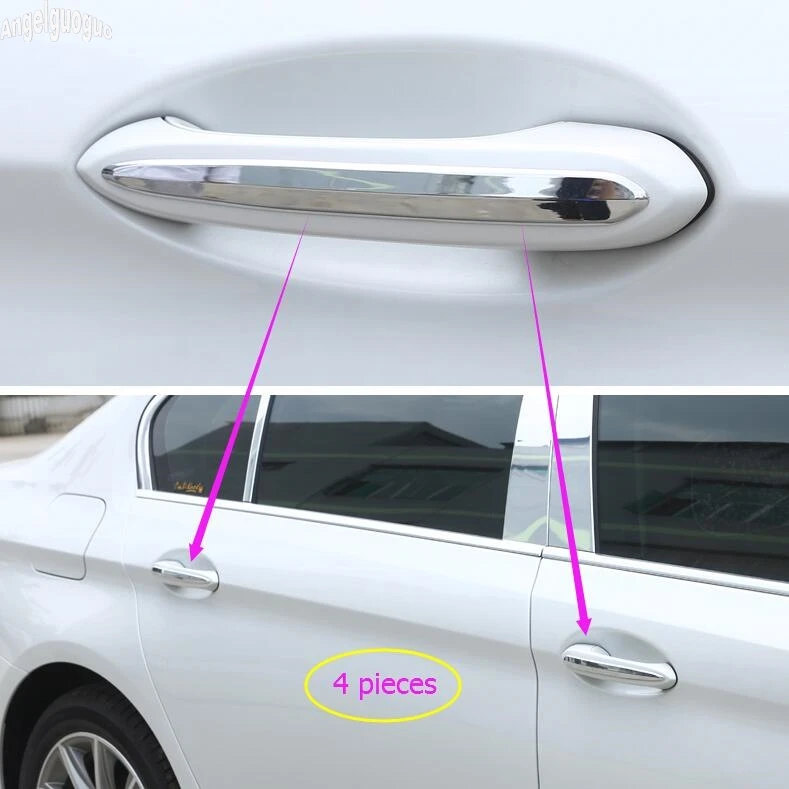 angelguoguo 4pcs ABS chrome For BMW 5 Series G30 G38 528Li .etc 2017 18 Car door handle upgrade decoration sequins cover sticker