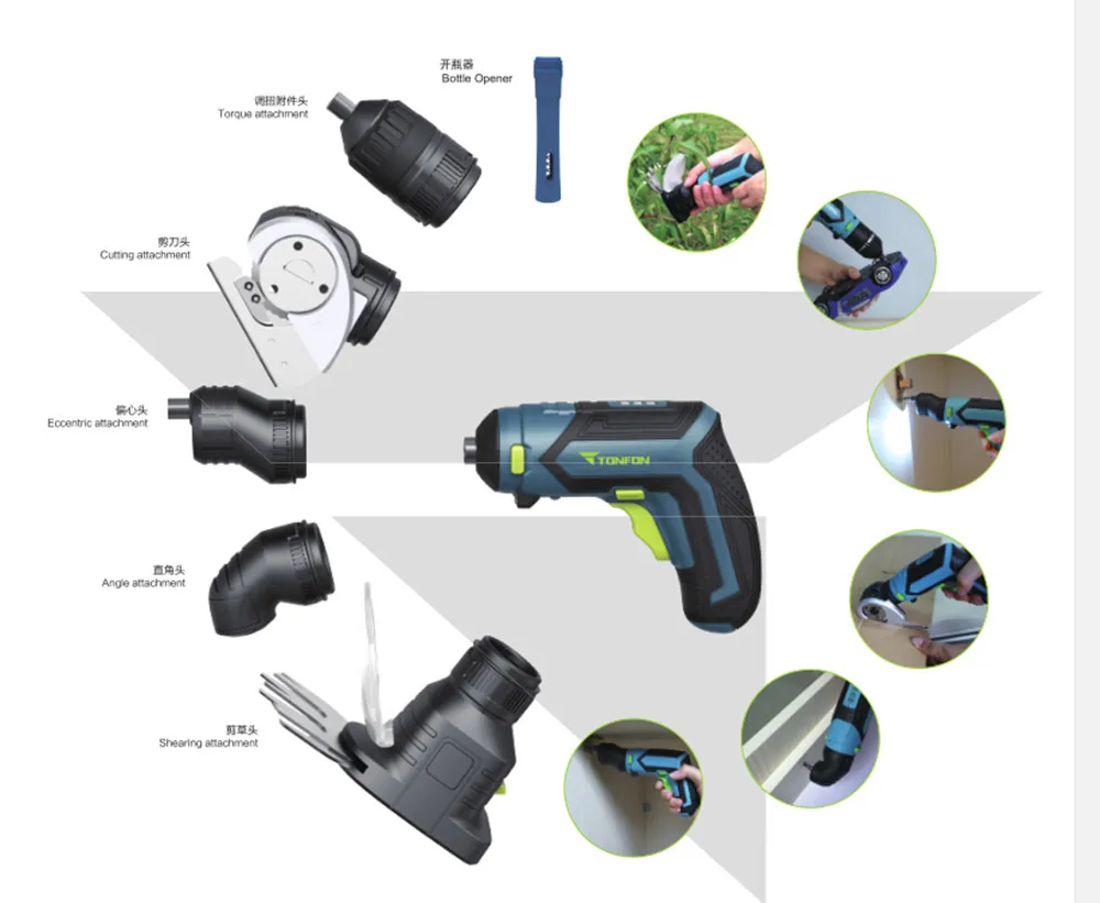 4 в 1 Tonfon Многофункциональный 3,6 В литиевый мини беспроводной электрический шуруповерт резак офсетный Угол адаптер с прямым углом комплект