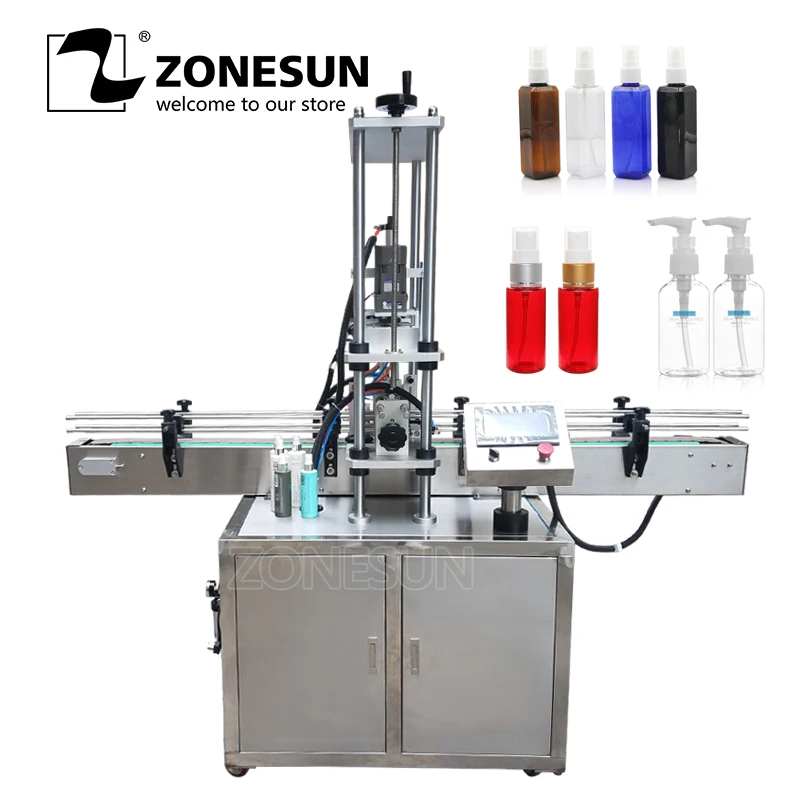 

ZONESUN automatic 10-50mm Desktop electric plastic glass bottle capping machine with security ring pressing machine