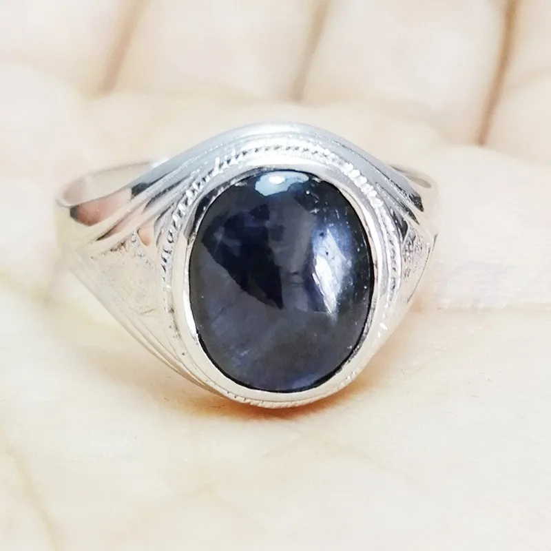 

Men ring Sapphire ring Free shipping Natural real sapphire 925 sterling silver 6CT gem Fine jewelry Per jewelry #C1941703