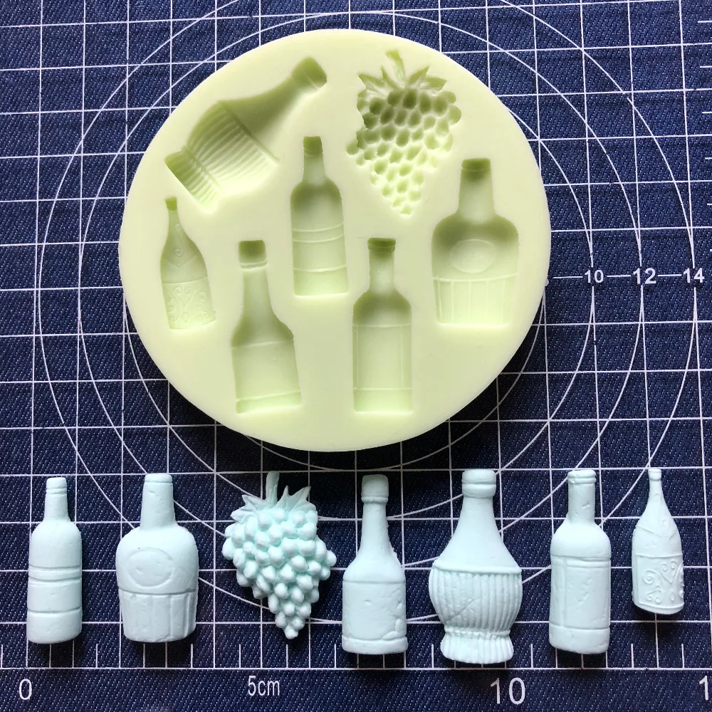

Cake Tools Wine Bottle Grape Pot Silicone Mold Decorating Cupcake Decorating Gumpaste Fondant Tool Mould DIY