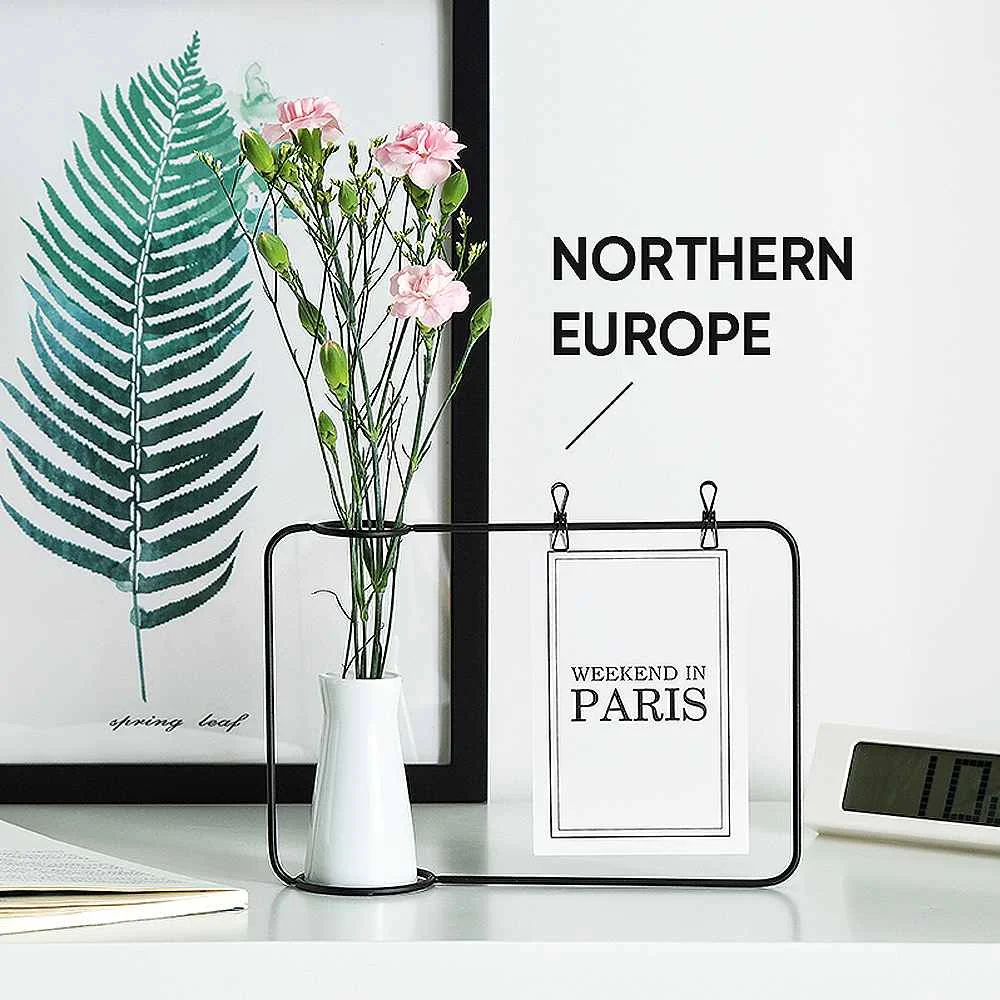 

Hot Sale Flower Metal Wire Vase Note Rack Flower Plant Container Home Decoration Line Flower Plant Vase For Living Room