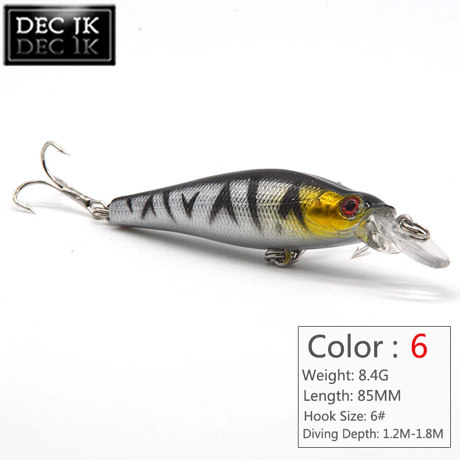 6PCS Floating Crankbaits Minnow Peche Sea Fishing Bait Lot Swimbait Laser Hard Artificial Lures For Fish Topwater Trolls Jerkbait (6)