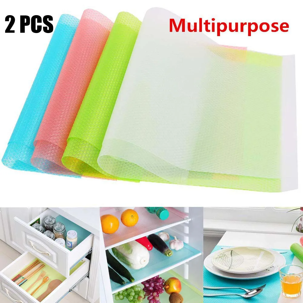 

2PCS Refrigerator Pads Fridge Liner Refrigerator Mats Antibacterial Non Slip Cupboard Mat Drawer Mat Antifouling Mildew Pads