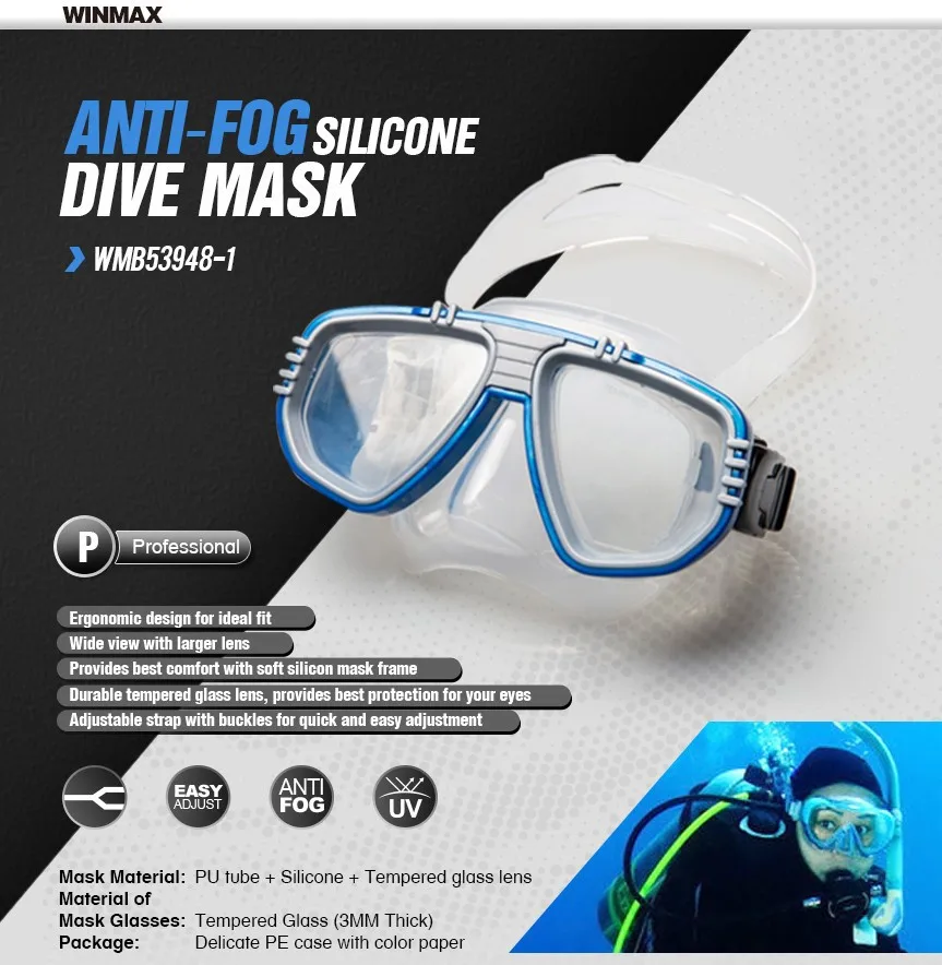 WINMAX Новое поступление плавательный набор для дайвинга подводное плавание противотуманные очки маска для дайвинга полностью сухая маска для дайвинга