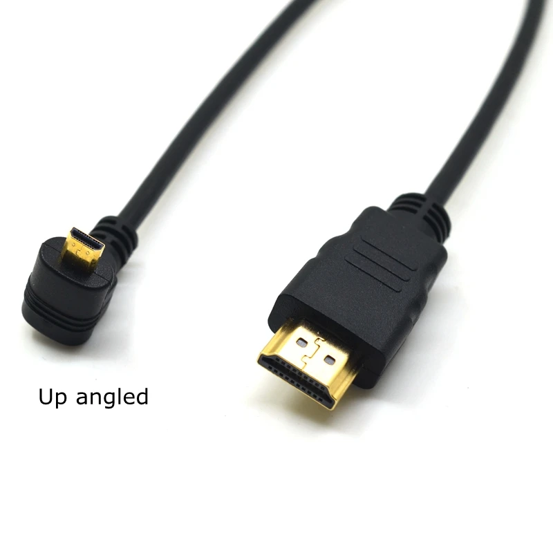 HDMI type A к Micro вверх и вниз угловой Штекерный кабель 30 см 1 фут позолоченный 3D 4K 1080p