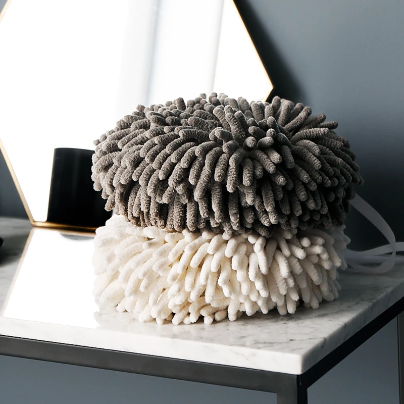 Chenille Hanging Hand Towel Water Absorbent Solid Color Soft Comfortable Towel Kitchen Bathroom Cleaning Tools Home Accessories