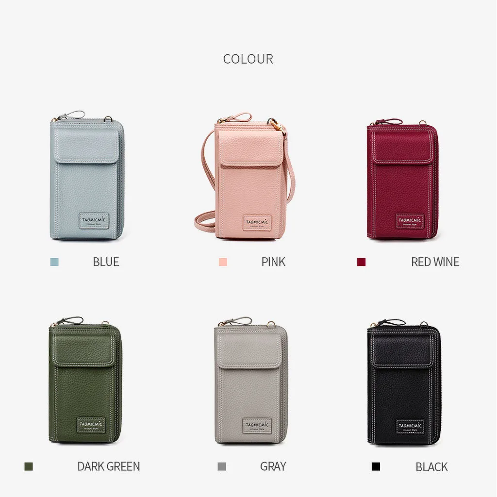 Crossbody Cell Phone Shoulder Bag Women Mini Messenger Bags Multifunctional Female Wristband Wallet Clutch Lady Leather Purse