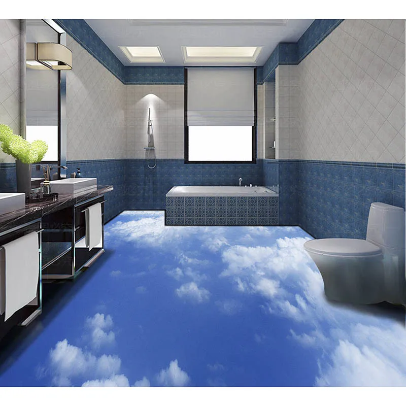 

Custom 3D Floor Sticker Wallpaper Painting PVC Wallpaper Sky Clouds Staircase Floor Wall living room Bedding Bathing Room#368