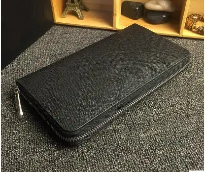 

Hot selling!! 2019 new fashion business casual large capacity high quality Genuine Leather Long zippy wallet free shipping