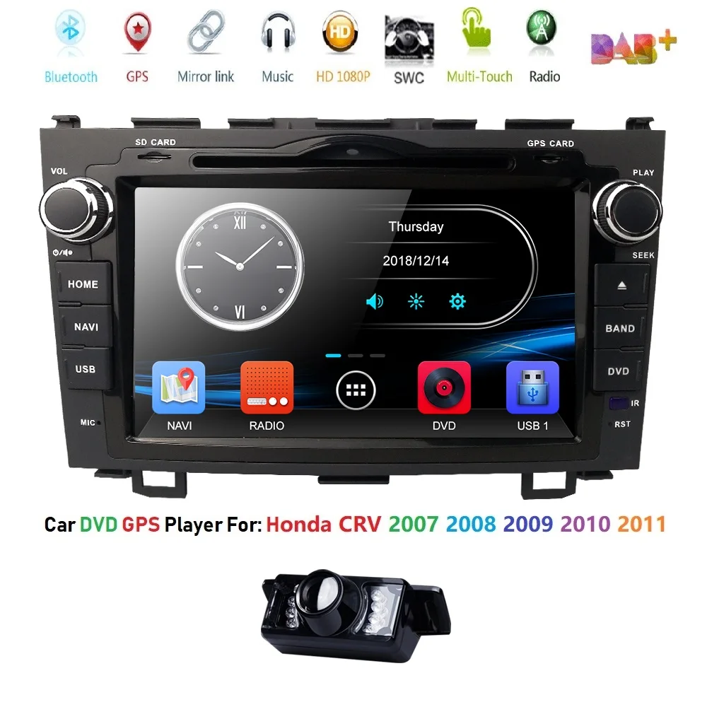 

For HONDA CRV 2007-2011 GPS Navigation 8" Car Stereo 2DIN DVD Player Radio BT Output/DAB+/Mirrorlink/SD/GAME/Radio Rear Cam/MAPS